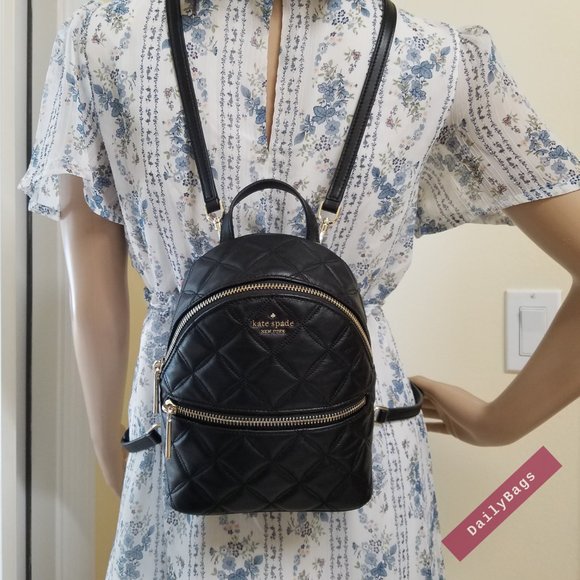 BLACK MINI CONVERTIBLE BACKPACK KATE SPADE LEATHER - Picture 12 of 15